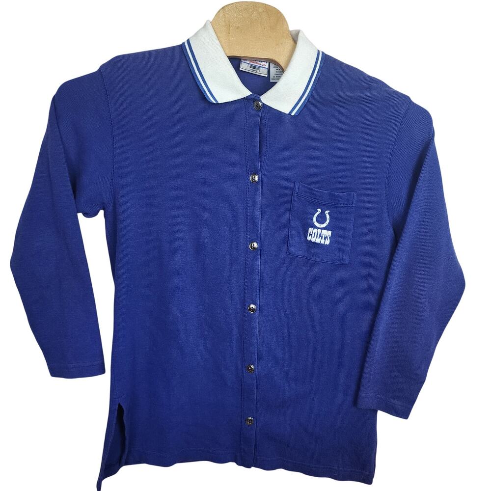 Vintage Women's Indianapolis Colts Button Up Long Sleeve Shirt Medium M